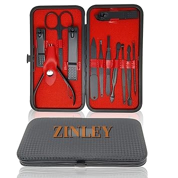Zinley new Manicure Set, Pedicure Kit, Nail Clippers, Professional Grooming Kit, Nail Tools 12 In 1 with Luxurious Travel Case For Men and Women (Random colour)