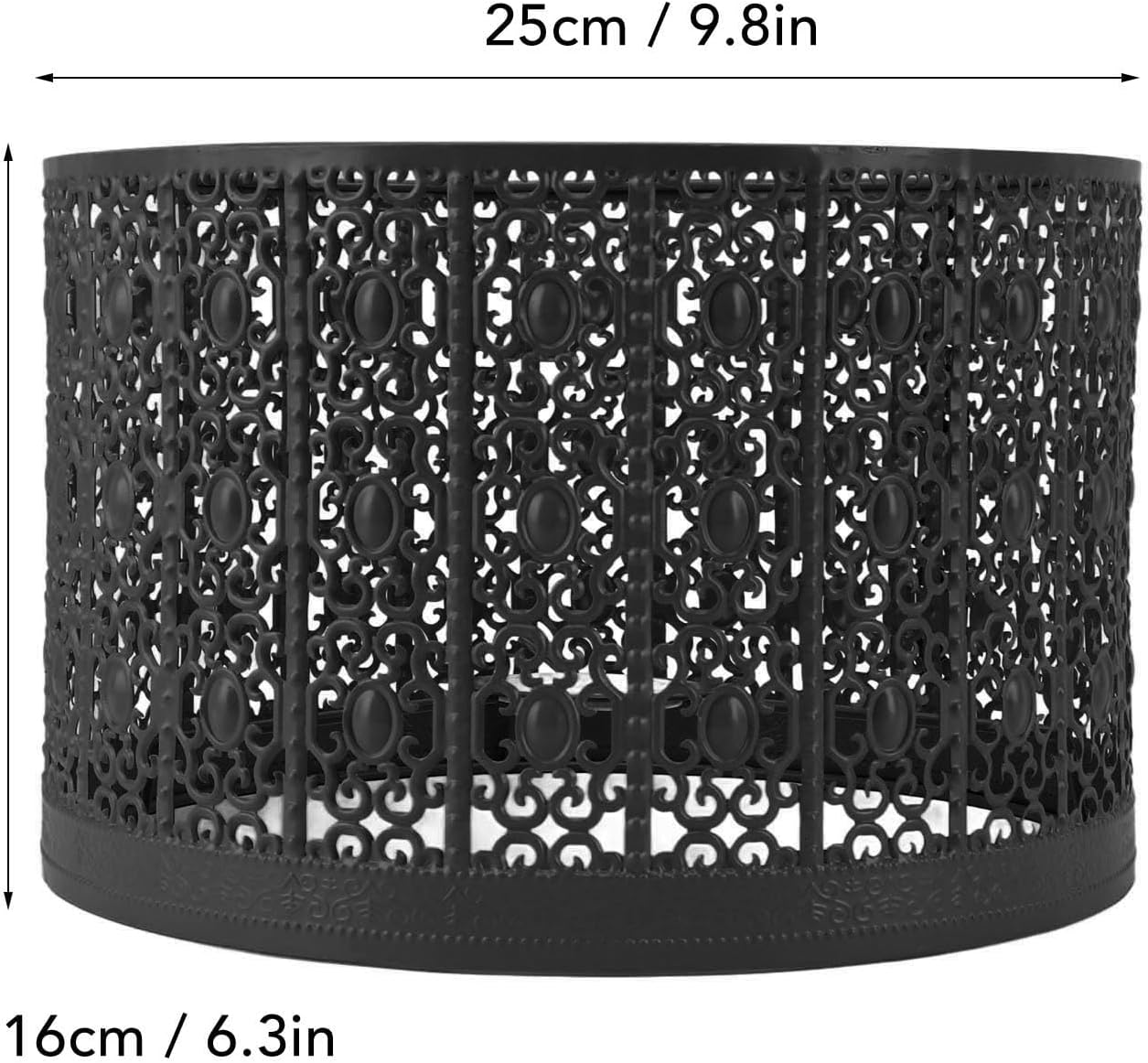Large Lamp Shade, Clip On Lampshade Table Lamp Shades Hollow Out Metal Lamp Cover E27 E14 Bulb Shade for Table Bedroom Living Room (black)