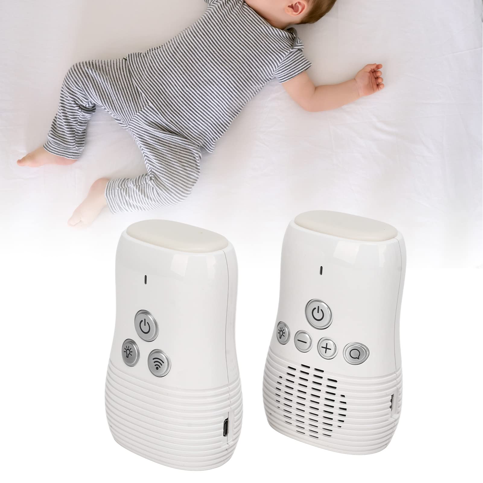 Bezprzewodowa Elektroniczna Niania Audio 2,4 GHz, Bezprzewodowa Niania Dwukierunkowa Domofon, Niania Elektroniczna z Lampką Nocną 100‑240 V(EU Plug)