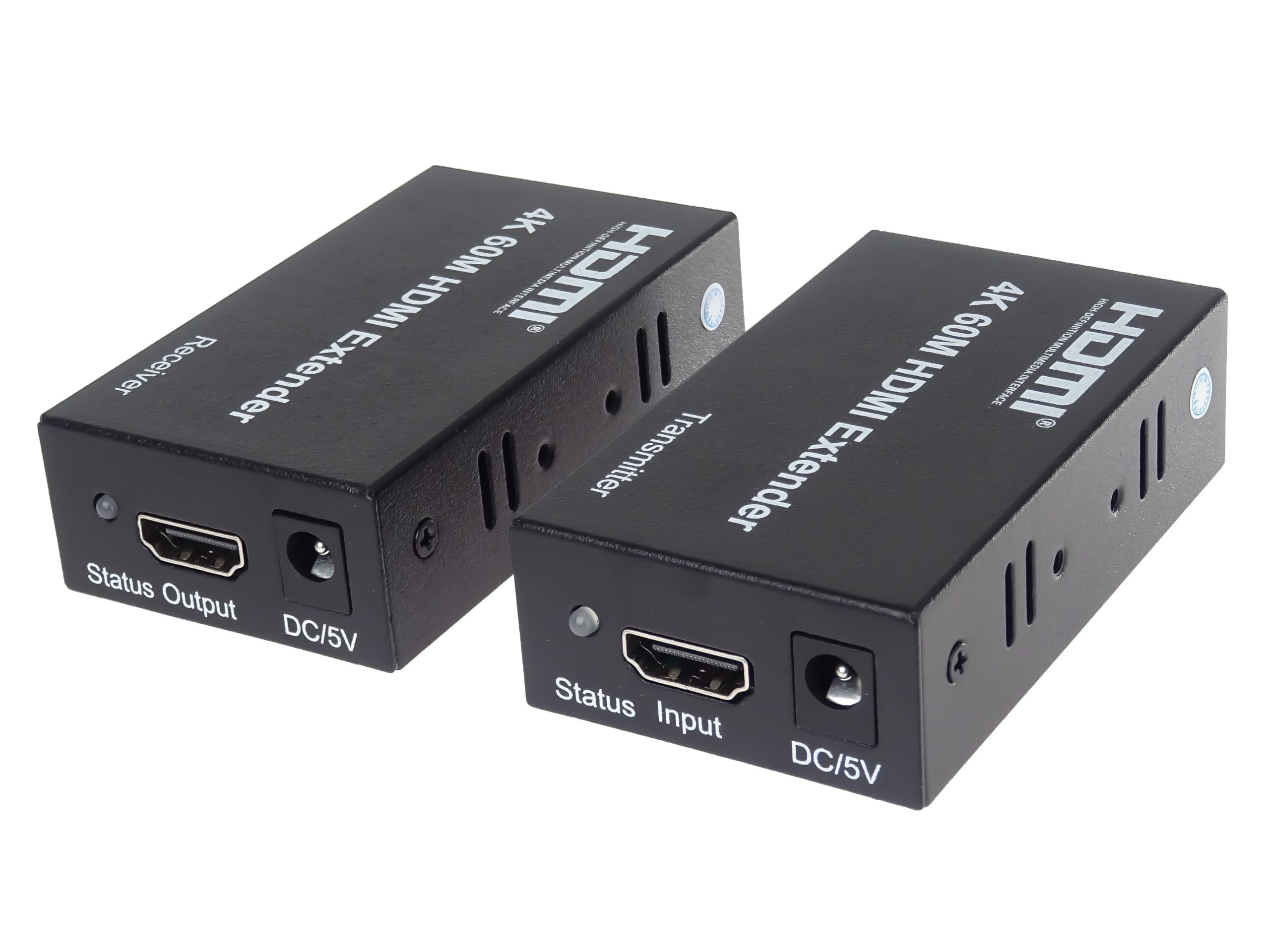 PremiumCord 4K HDMI-Extender auf 60 m über ein Cat6/6a/7-Kabel, UHD 4K 2160p 60 Hz, Full HD 1080p, 18 Gbit/s, HDMI2.0, HDCP2.2, Metallgehäuse, Schwarz