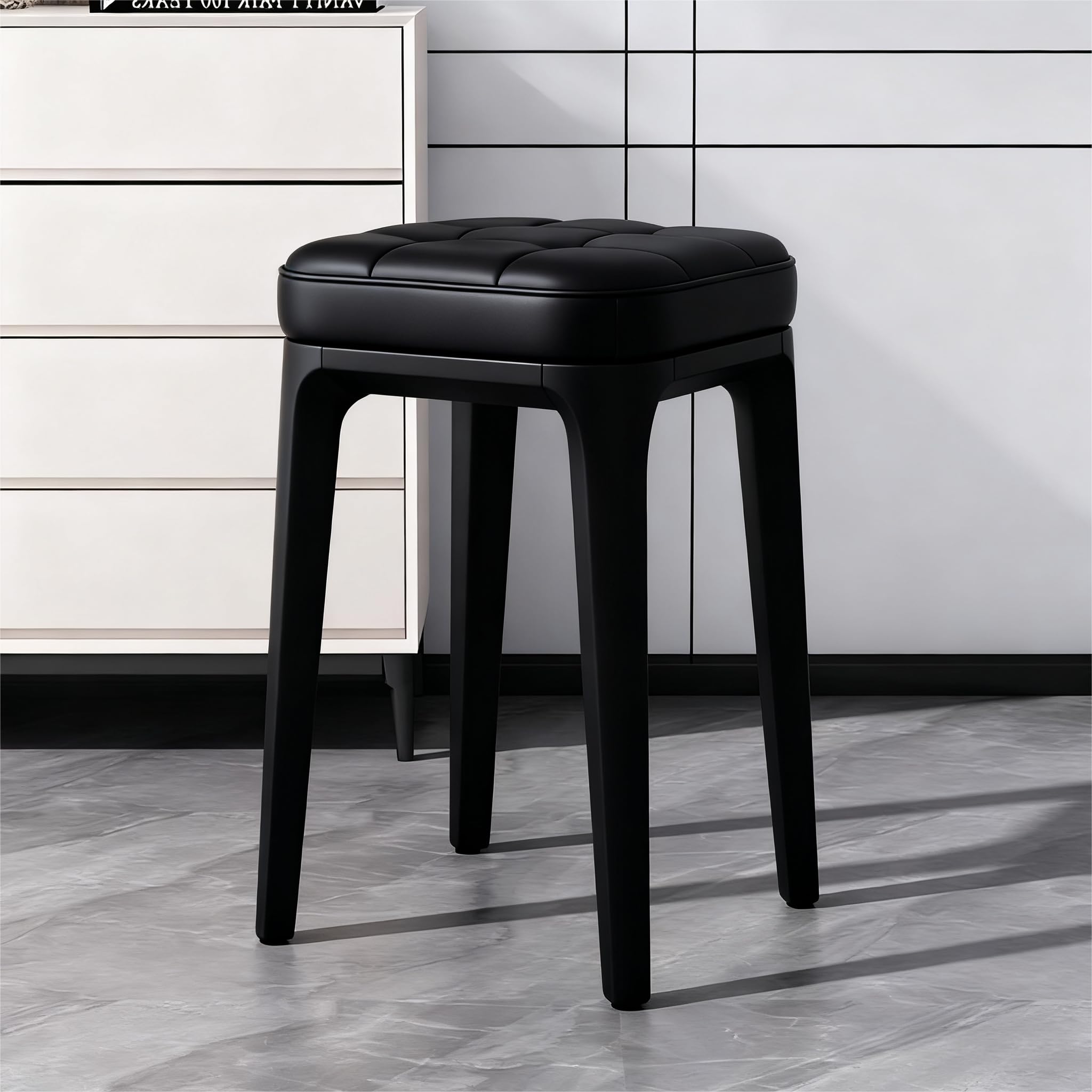 Barhocker-Set mit 2 Stück, rückenfreie Hocker in Gegenhöhe, industrielle stapelbare Barstühle mit Fußstütze für Küche/Esszimmer/Bistro/Terrasse (Schwarz 9)