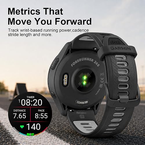 Garmin Forerunner 265 Running GPS Smartwatch, AMOLED Display, 46mm, Black/Powder Gray, 010-02810-00 - Bundle w/Deco Essentials Charging Dock, Dust Cover and USB-C Cable - 8