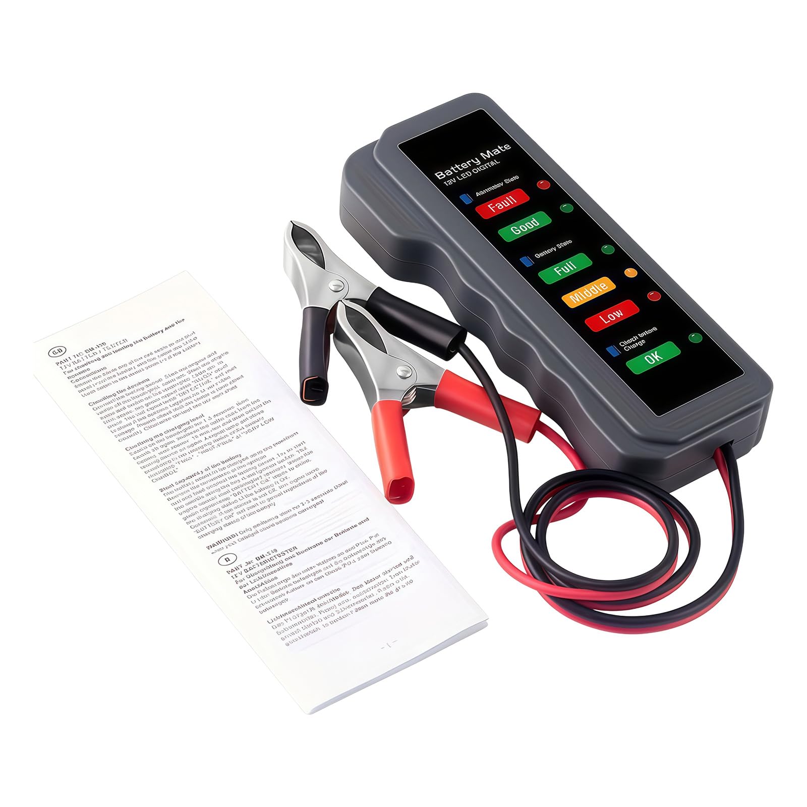 12V Car Battery Tester with LED Indicators Battery Analyser for Quick Health Checks on Automotive & Motorcycle Batteries Guide Acid Tester