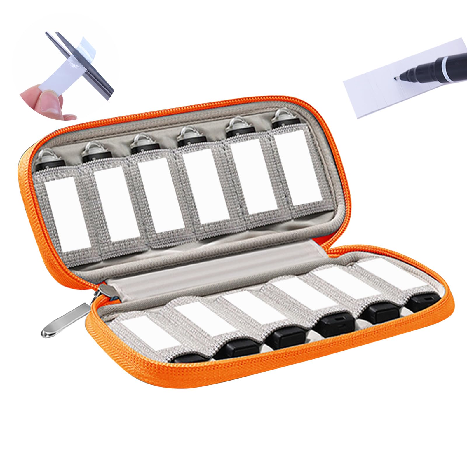 Organizer per unità USB a 12 scomparti, con etichette in velcro e pennarello ad asciugatura rapida, da staccare e attaccare ovunque! Custodia sicura per unità con pollice/Jump Drive, si adatta