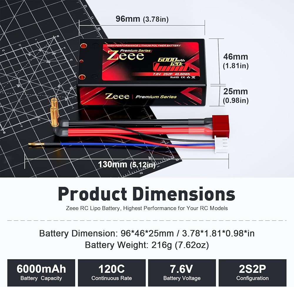 Amazon.com: Zeee Premium Series 2S Shorty Lipo Battery