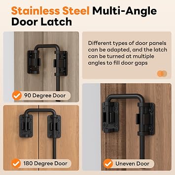 Sliding Door Loop Lock, 2-3/8 Inch Door Latch Lock, Black,1PC