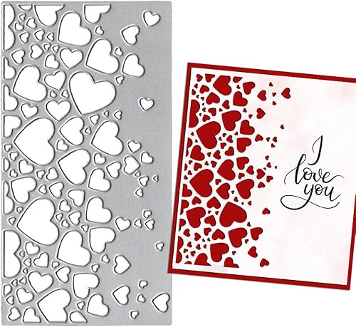 Miniatura 6 de Troqueles de corte de corazones de amor, troqueles de corazón para hacer tarjetas, marco de troqueles de corazón de amor, fondo troquelado en
