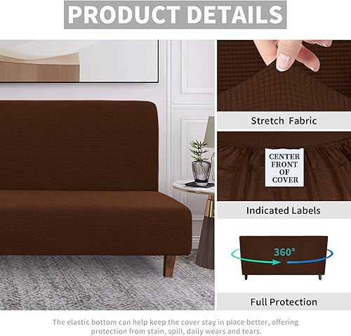 Vista 104 de Easy-Going Funda 100% impermeable para futón, con impermeabilidad doble para futón, funda de sofá jacquard elástica, protector de muebles a prueba