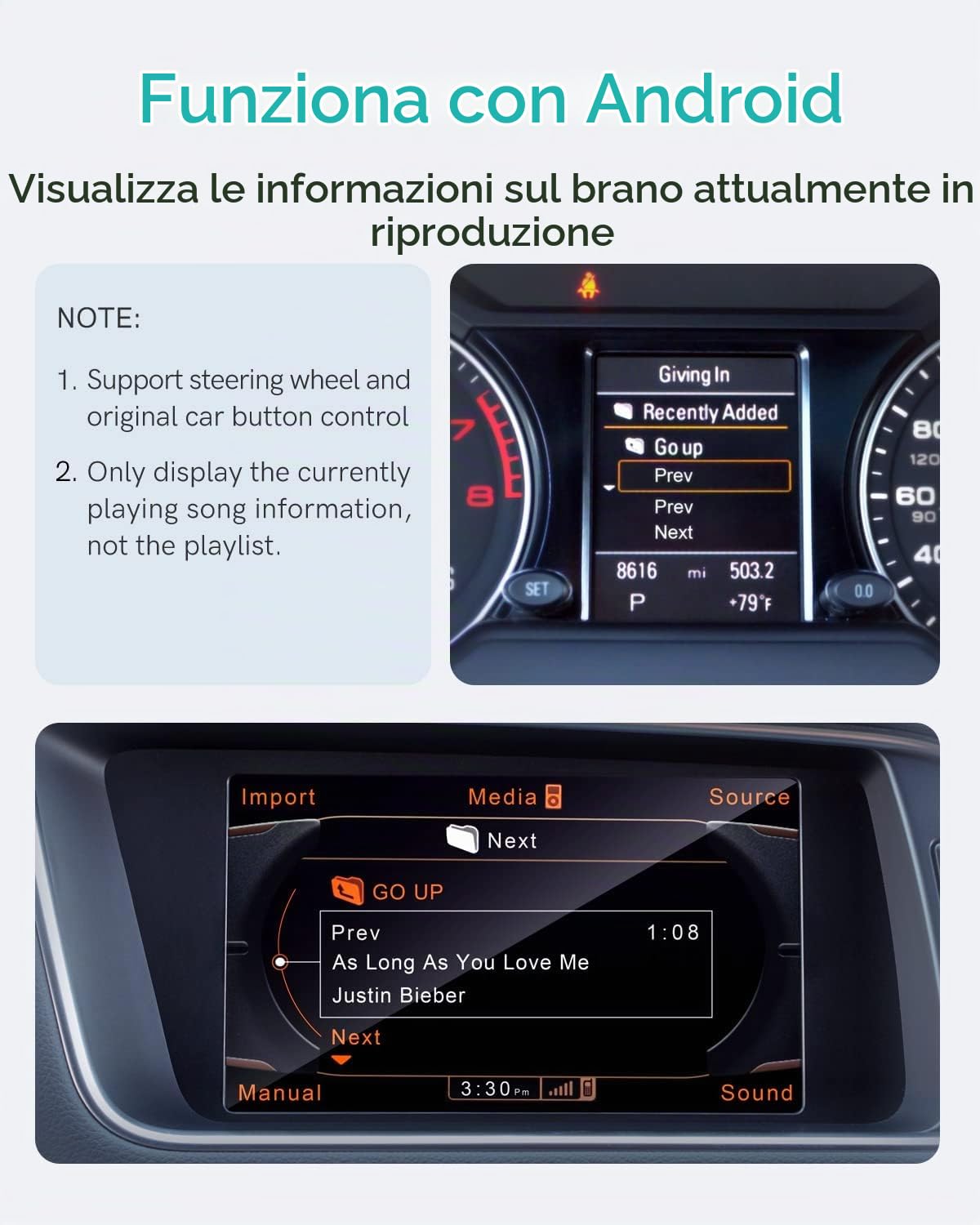 Adattatore Bluetooth per auto per Audi (2006-2009) con interfaccia AMI, sistema MMI 2G, kit per auto Bluetooth con audio HD