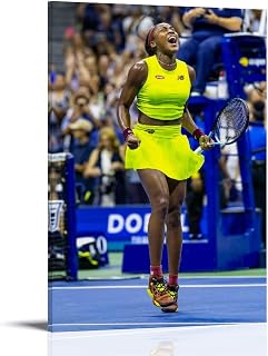 LOGAUT Coco Gauff Poster Tennis Signed Poster Wall Art Canvas Print, Room Aesthetic Home Decoration Painting; (ID101); Frame; 08x12inch(20x30cm)