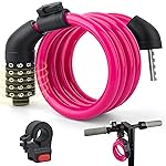 E Scooter Lock, Bike Lock High Security 5 Digit Resettable Combination Cable Lock for Xiaomi M365/Ninebot/Moto/Bicycle 4ft Long/0.472In Scooter Anti-Theft Ideal 12 Steel