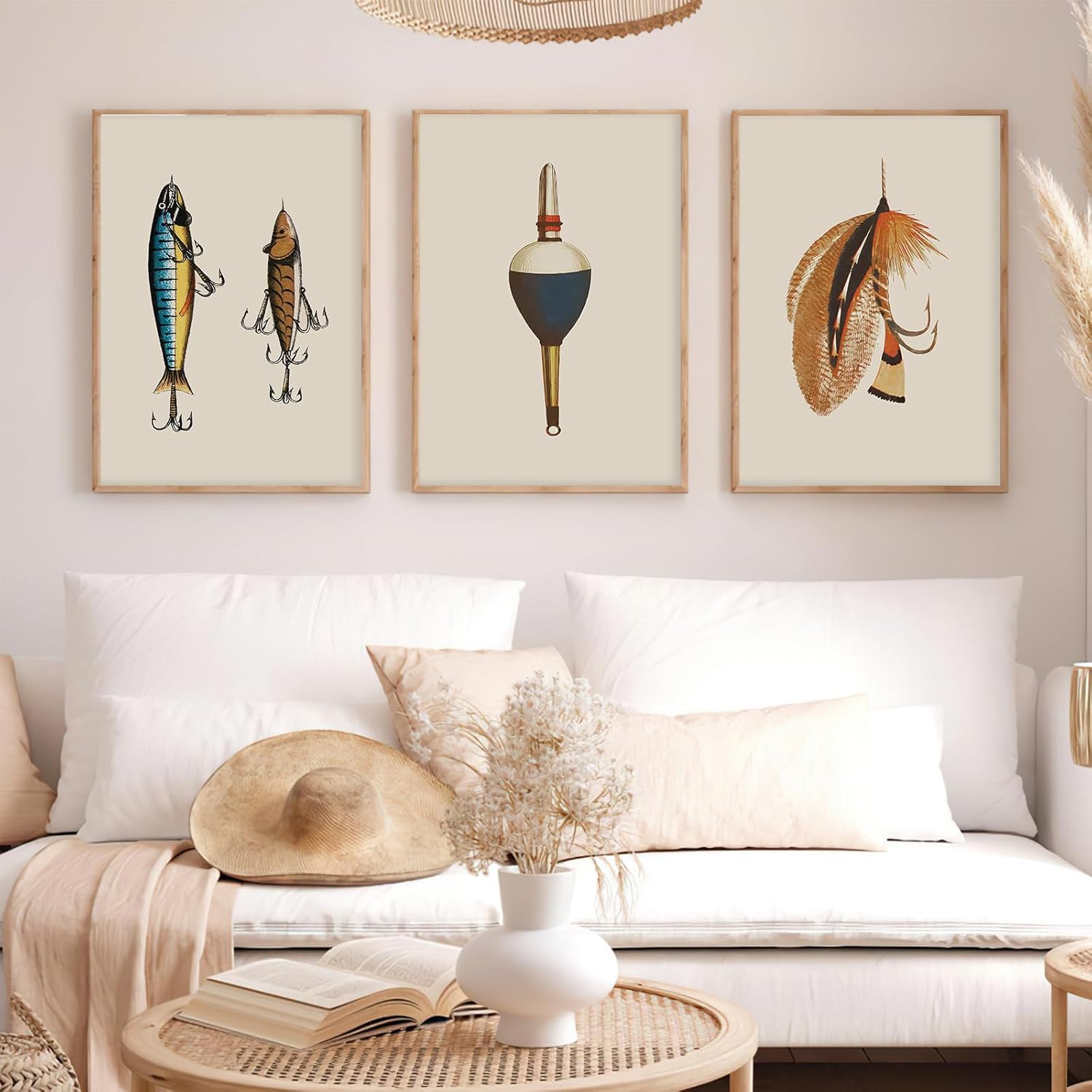 Minimalist Wall Art Coastal Cottage Poster Fishing Art Poster Fishing Enthusiast Wall Decor Retro Fishing Gear Prints Set Of 3 Angler Picture 12x16Inch UnFramed for Man Caves Office Lure Lovers' Space - Image 6