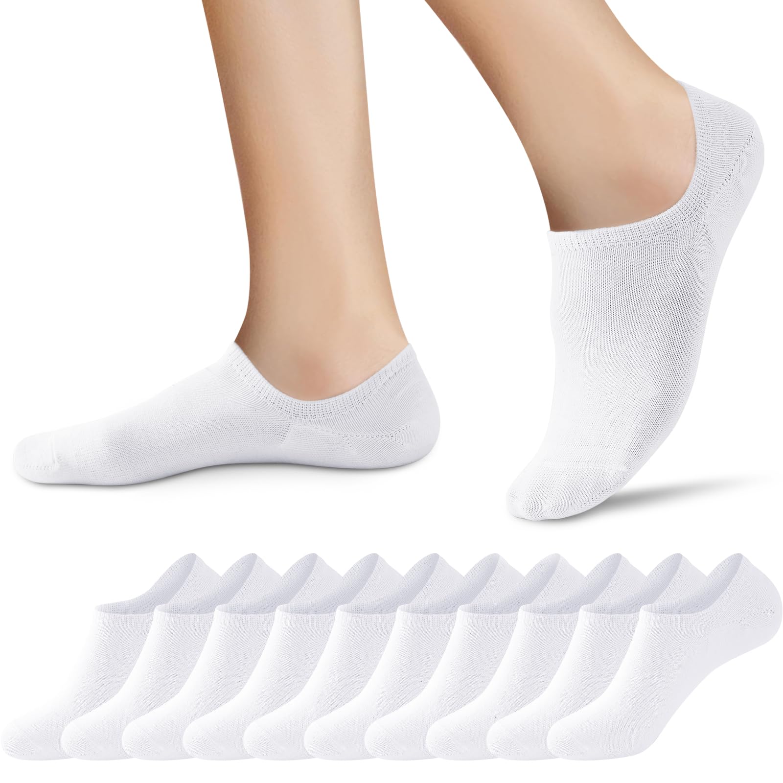 Niofind 10 Pares Calcetines Invisibles Mujer y Hombre Calcetines Antideslizantes Bajos Transpirables Calcetines Tobilleros Cortos