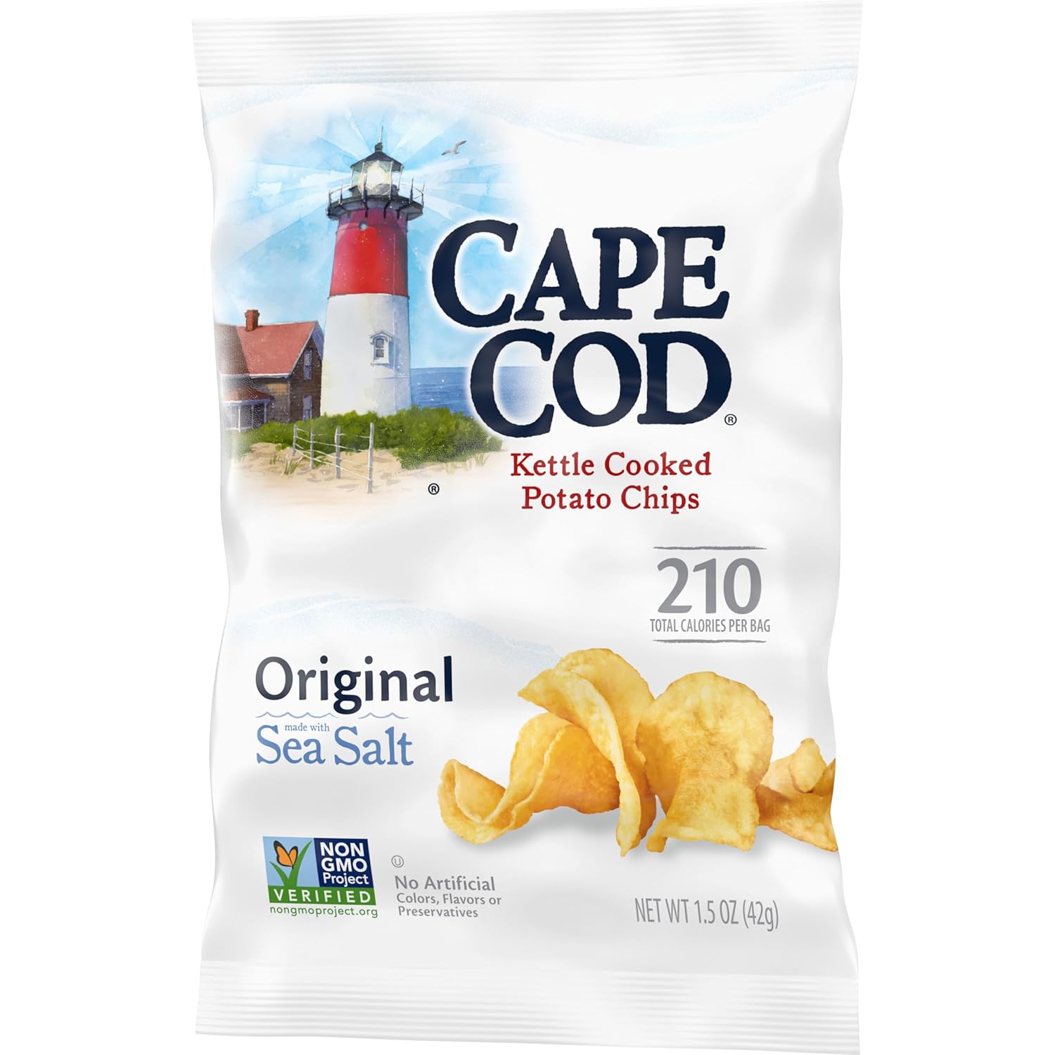 Cape Cod Potato Chips, Original Kettle Cooked Chips, Snack Bags 1.5 Oz (56 count)