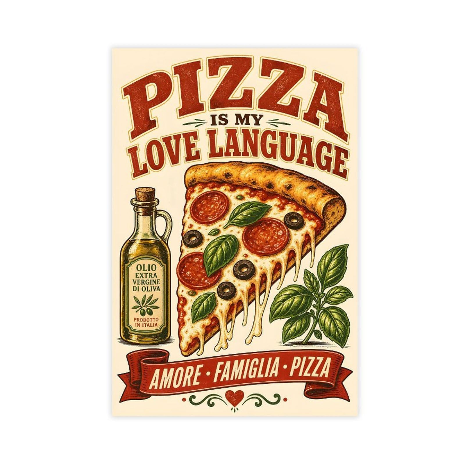 Jfecth Unframe-Style Pizza Love Language Kitchen Poster Canvas Poster For Office Decor Gift