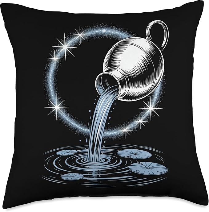Zodiac Water Bearer Aquarius Cosmic Symbol Throw Pillow
