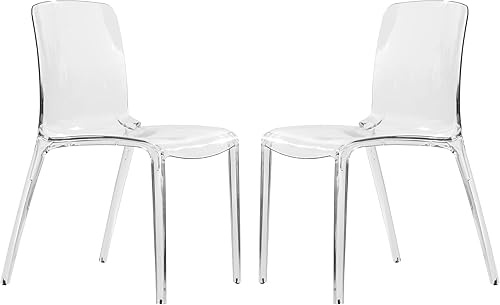 Miniatura 12 de LeisureMod Adler Mid-Century - Juego de 2 sillas de comedor modernas, acrílico negro transparente, diseño contemporáneo para cocina, comedor y