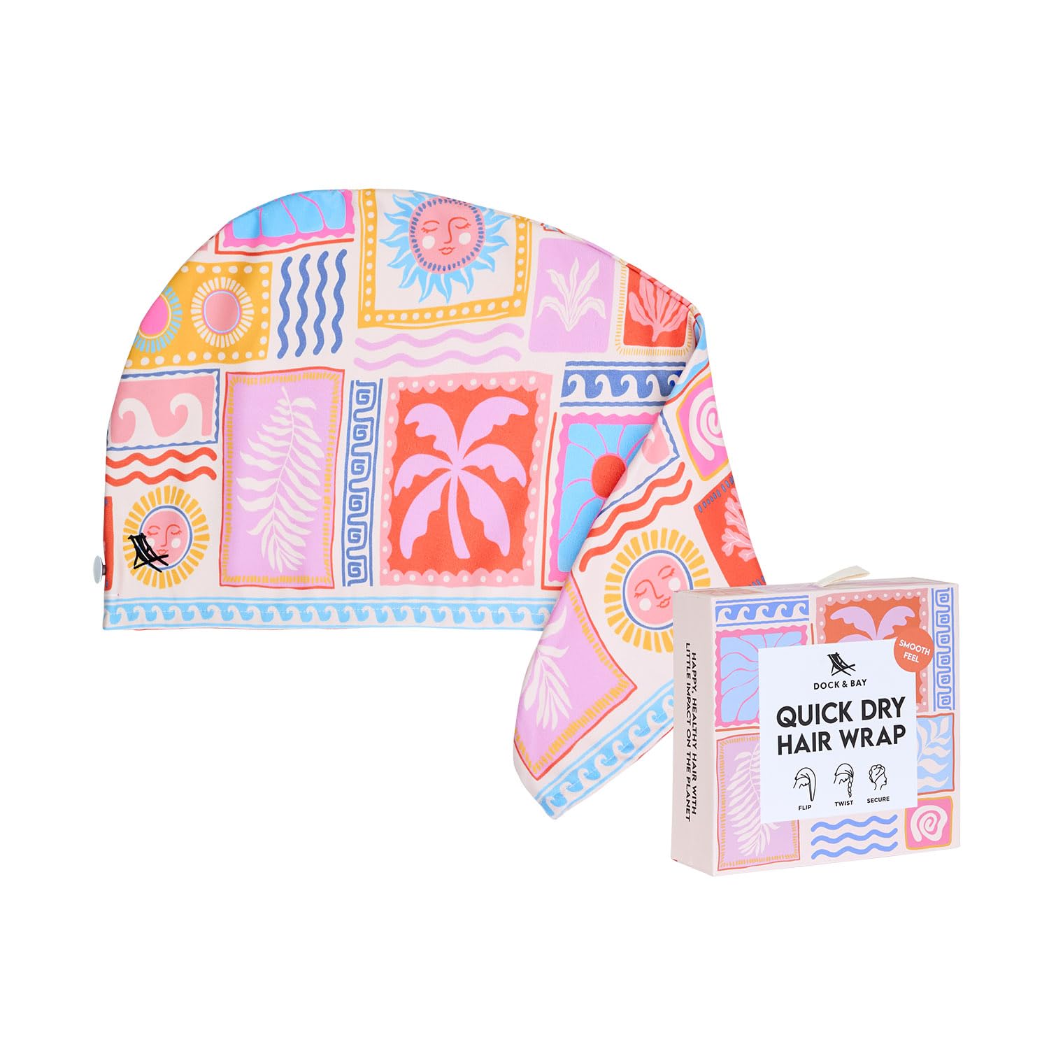 Dock & Bay Turban Hair Towel - For Home & the Beach - Super Absorbent, Quick Dry - Sun Daze