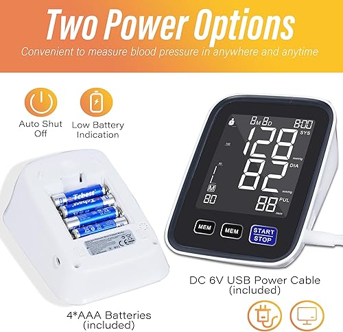 Miniatura 2 de Monitor automático de presión arterial superior del brazo, doble usuario 2 x 90 memorias, máquina digital de presión arterial con tamaño de puño