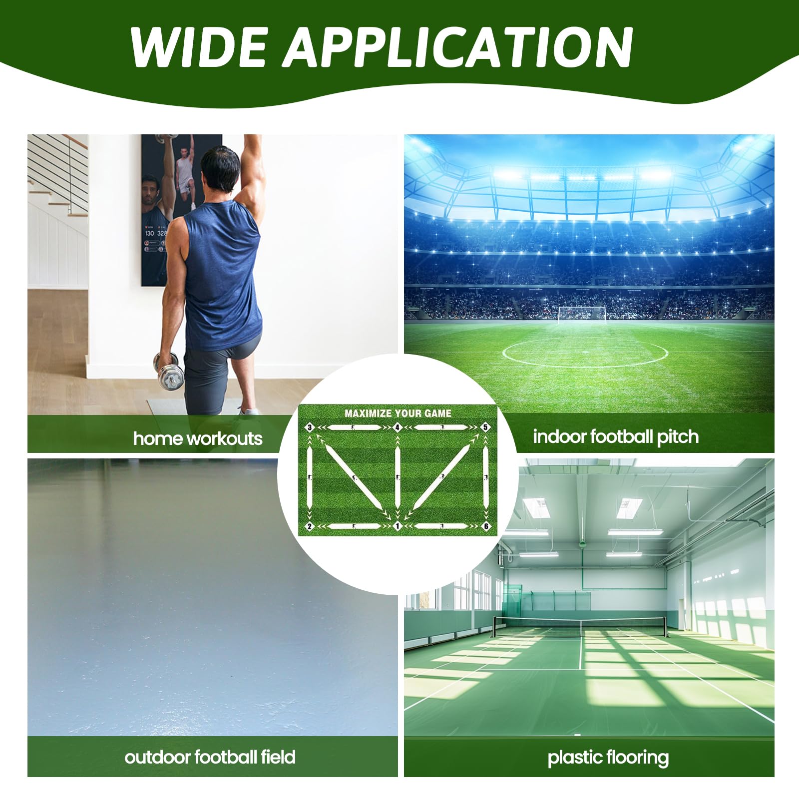 Tappetino da allenamento per passi di calcio con cintura in vita regolabile, tappetino da allenamento per passi di calcio, antiscivolo, 60x90 cm Tappeto antiscivolo per allenamento di calcio