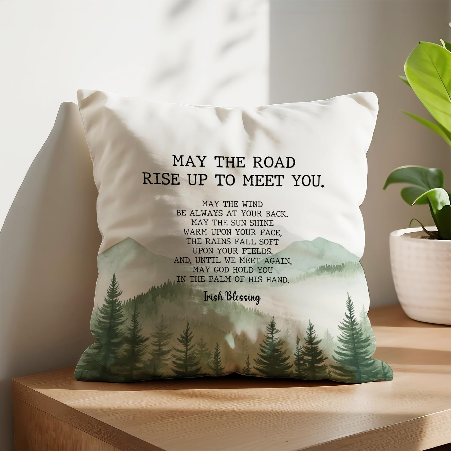 Irish Blessing Throw Pillow Covers,Irish Forest Cushion for Home Decor,Inspirational Gifts for Women Friends,18x18 inch