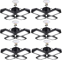 Vista 14 de Paquete de 2 luces LED para garaje, 100 W, iluminación LED deformable de 10000 lm, E26, luz diurna, 6000 K, luces ajustables súper brillantes