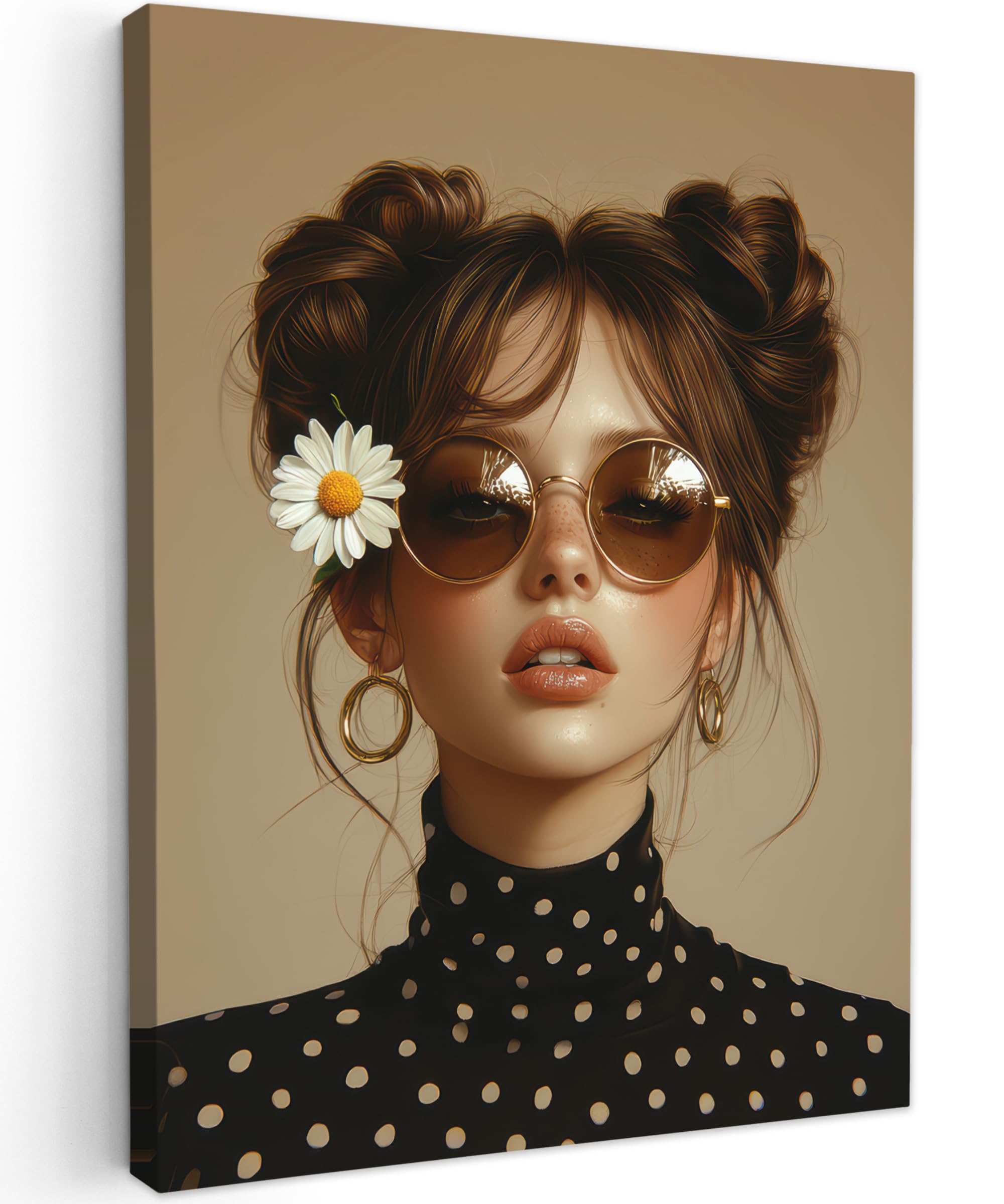 MuchoWow© Cuadros Decoracion Salon Modernos 50x70 cm para Dormitorios Cuadro Decorativos de Salon Lienzos Decorativo Pared Decoracion Lienzo Modernos Mujer - Beige - Flor - Moderna - Retrato