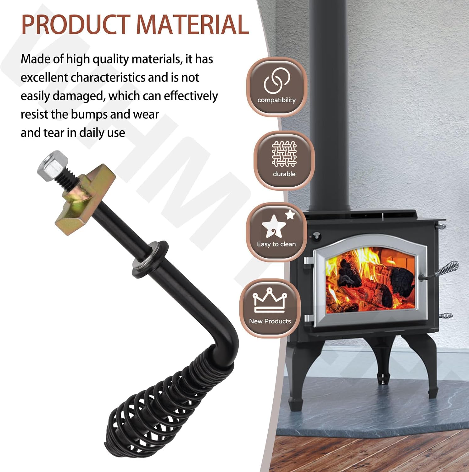 224-14042 Door Handle & Black Spring Handle Compatible with Lopi Wood Stoves 1988+ and Pellet Stoves 1990-1996, Replaces 99900410