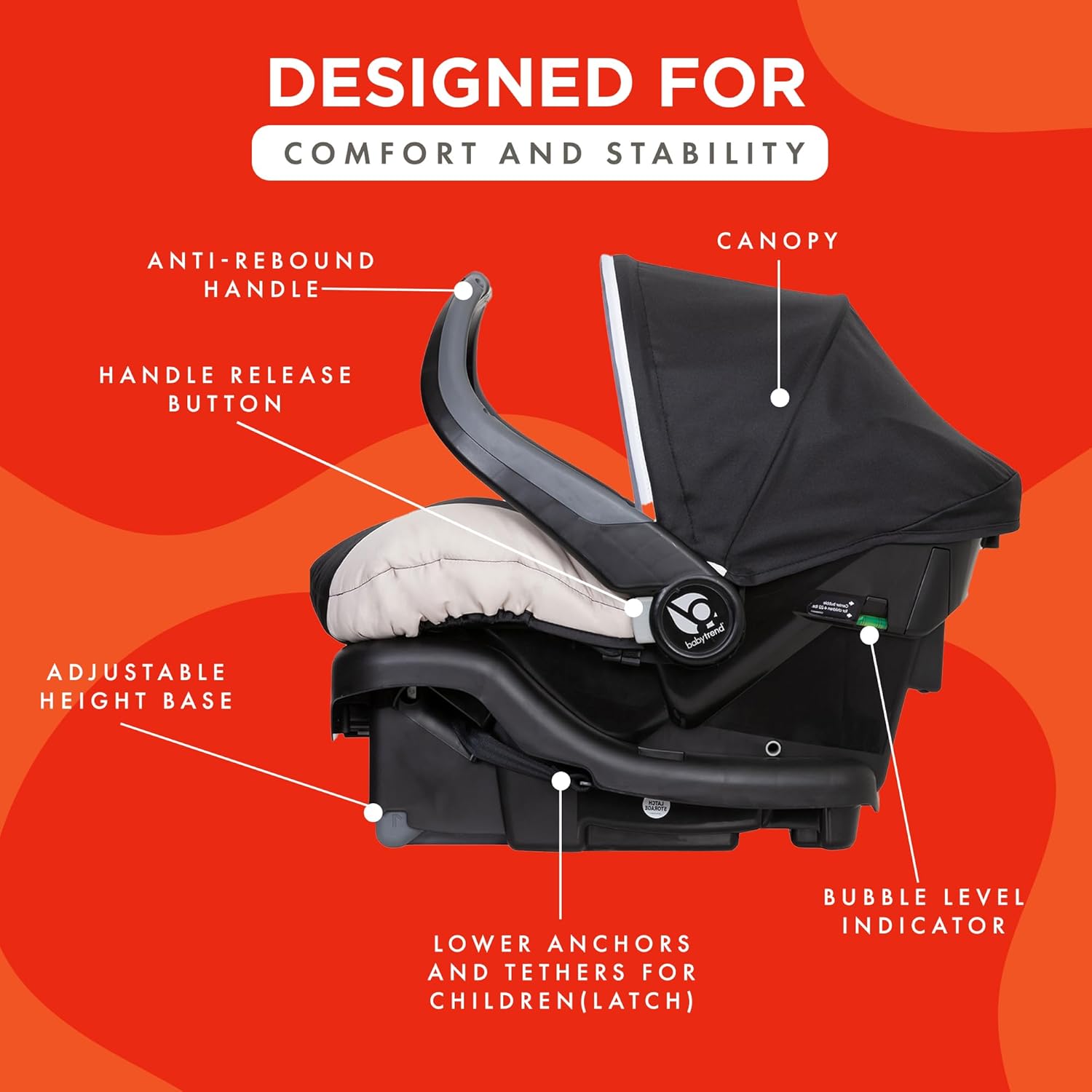 Baby Trend Ally Newborn Baby Infant Car Seat Carrier Travel System with Harness and Extra Cozy Cover for Babies Up to 35 Pounds, Modern Khaki