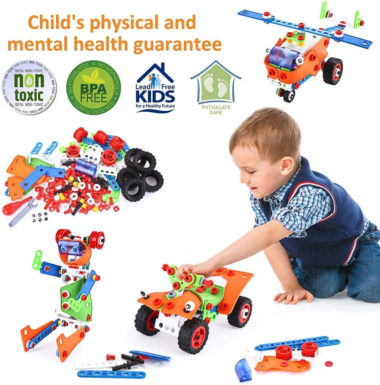 LUKAT STEM Toys, 165 Piece Learning Toys, Educational Construction Engineering Building Toys Set Gift for Ages 5 6 7 8 9+ Year Old Boys & Girls