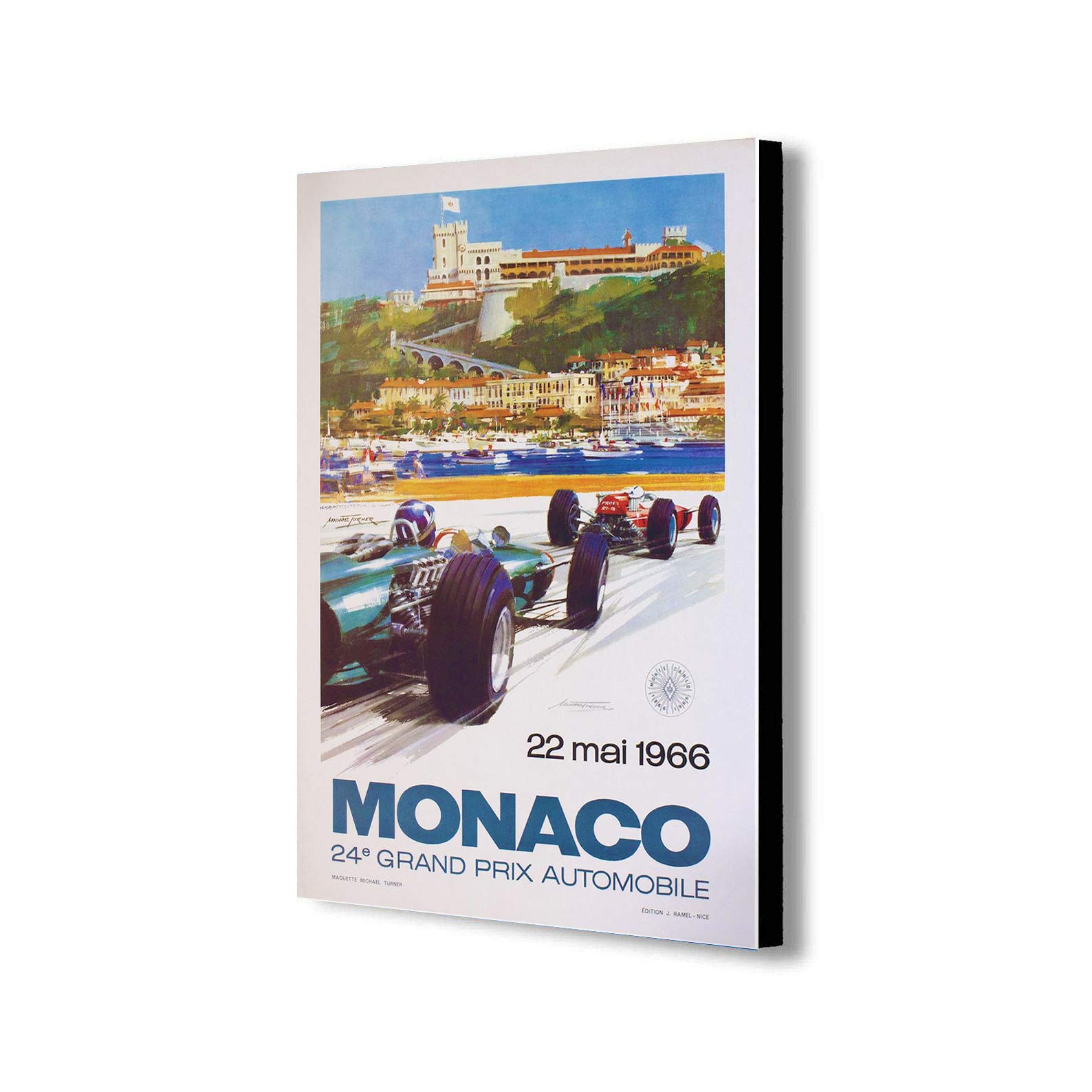 Fab Earthy Tones Monaco Grand Prix 1966 Vintage - Canvas Wall Art Framed Print - Various Sizes (A1 32X24 Inches)