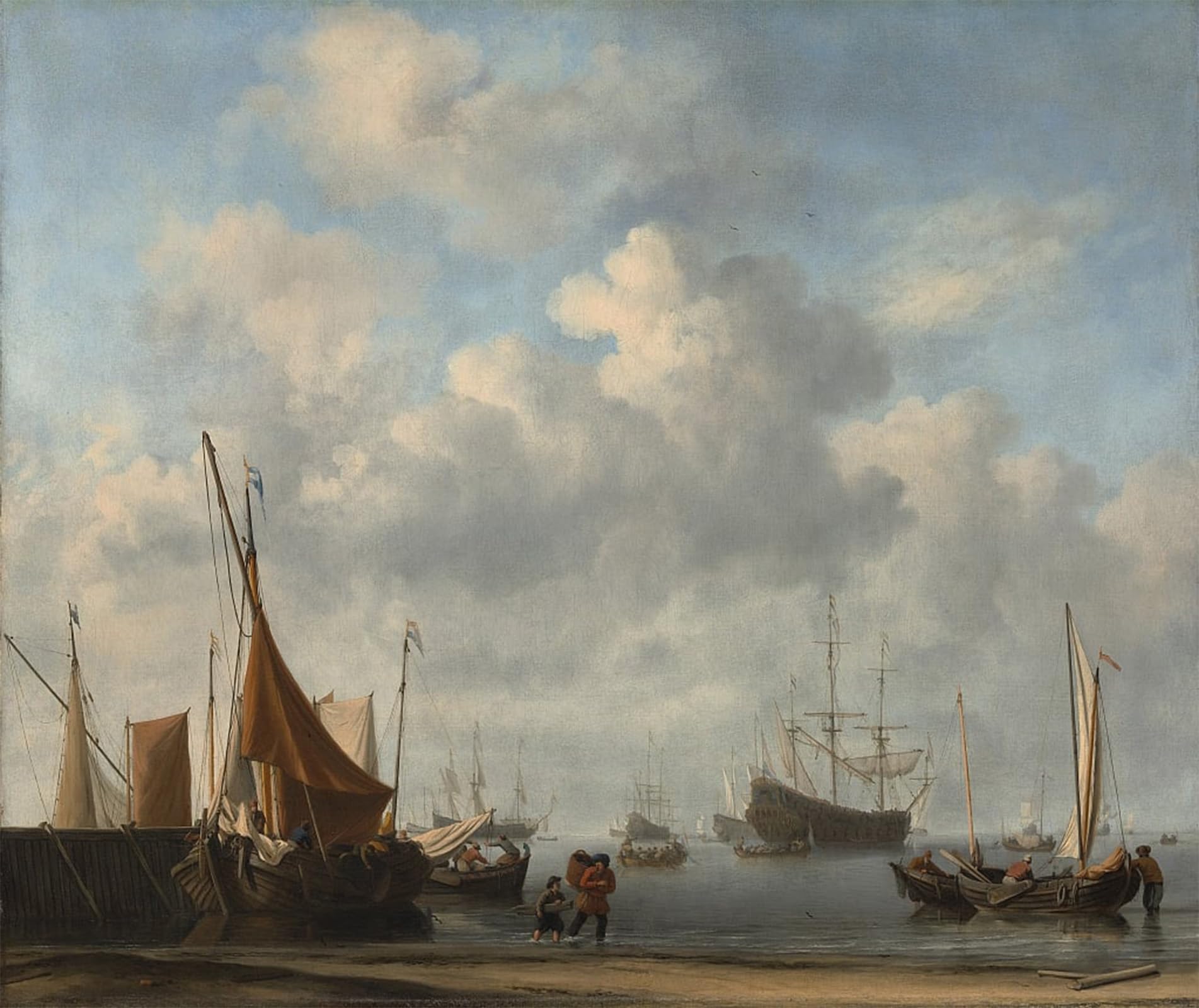 SERENDIPITP Retro Picture Poster Wall Art Pictures Painting Entrance to a Dutch Port by Willem Van De Velde the Younger Wall Art Canvas Print for Wall Decor 60x90cm