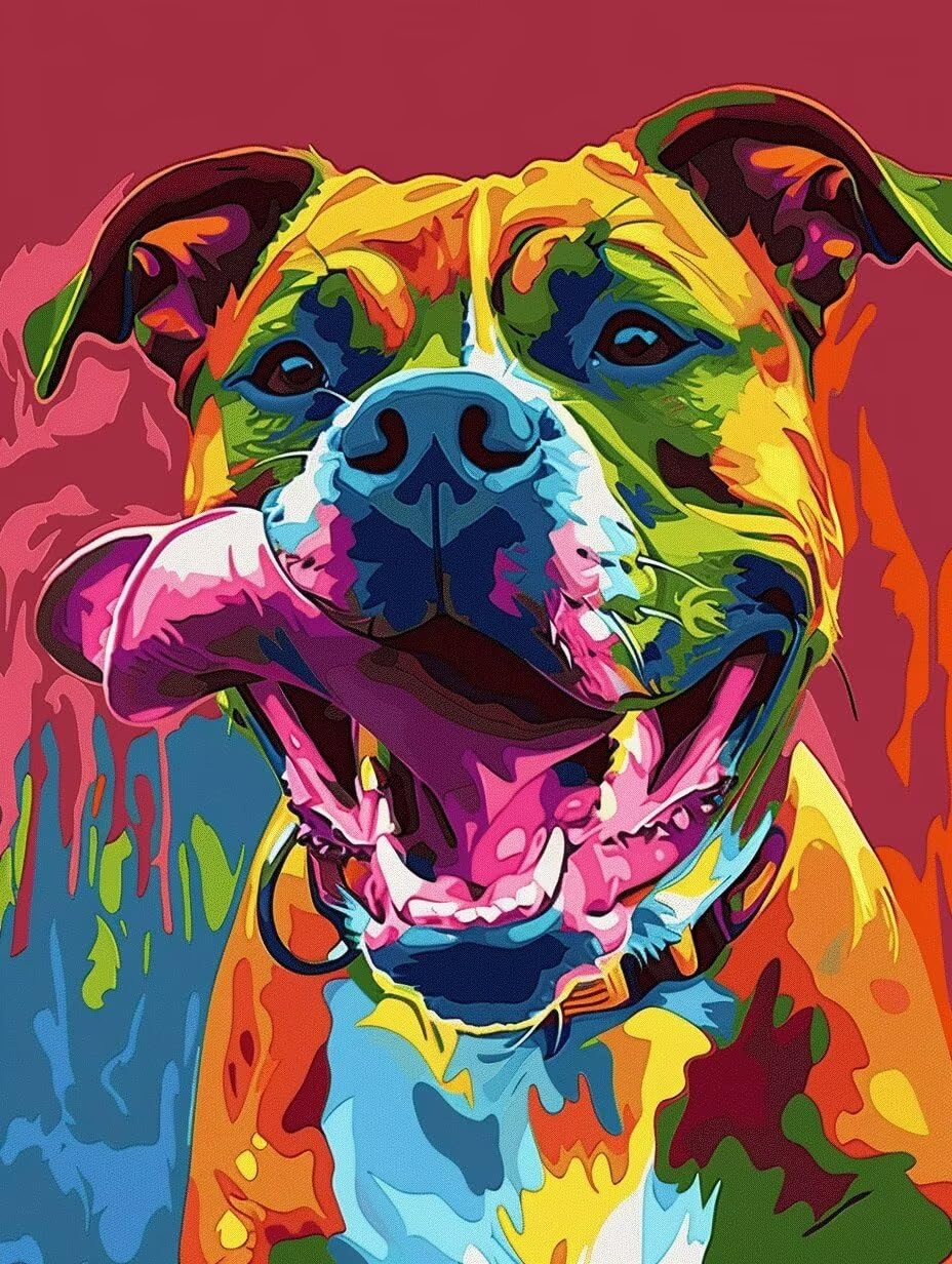 Paint by numbers para decoración pared con diseño de perro abstracto 8