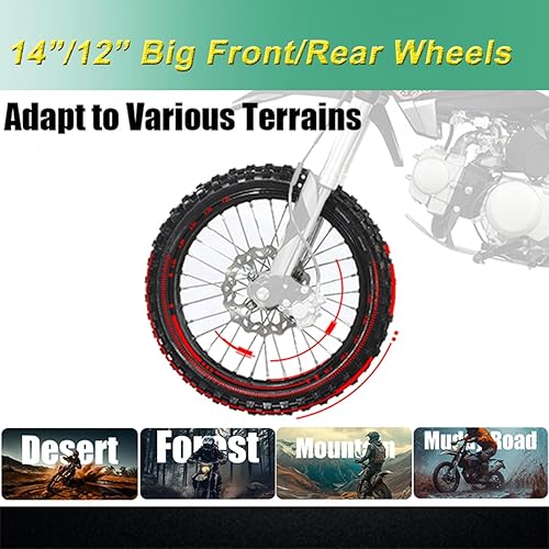 Miniatura 3 de X-PRO X27 125cc Dirt Bike con transmisión semiautomática de 4 velocidades, arranque de patada, neumáticos grandes de 14 pulgadas12 pulgadas. Marco