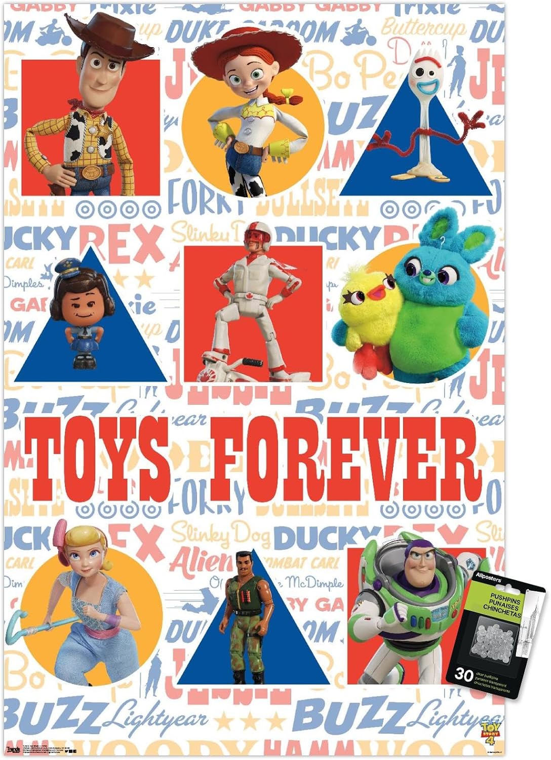 Disney Pixar Toy Story 4 - Grid Wall Poster with Push Pins