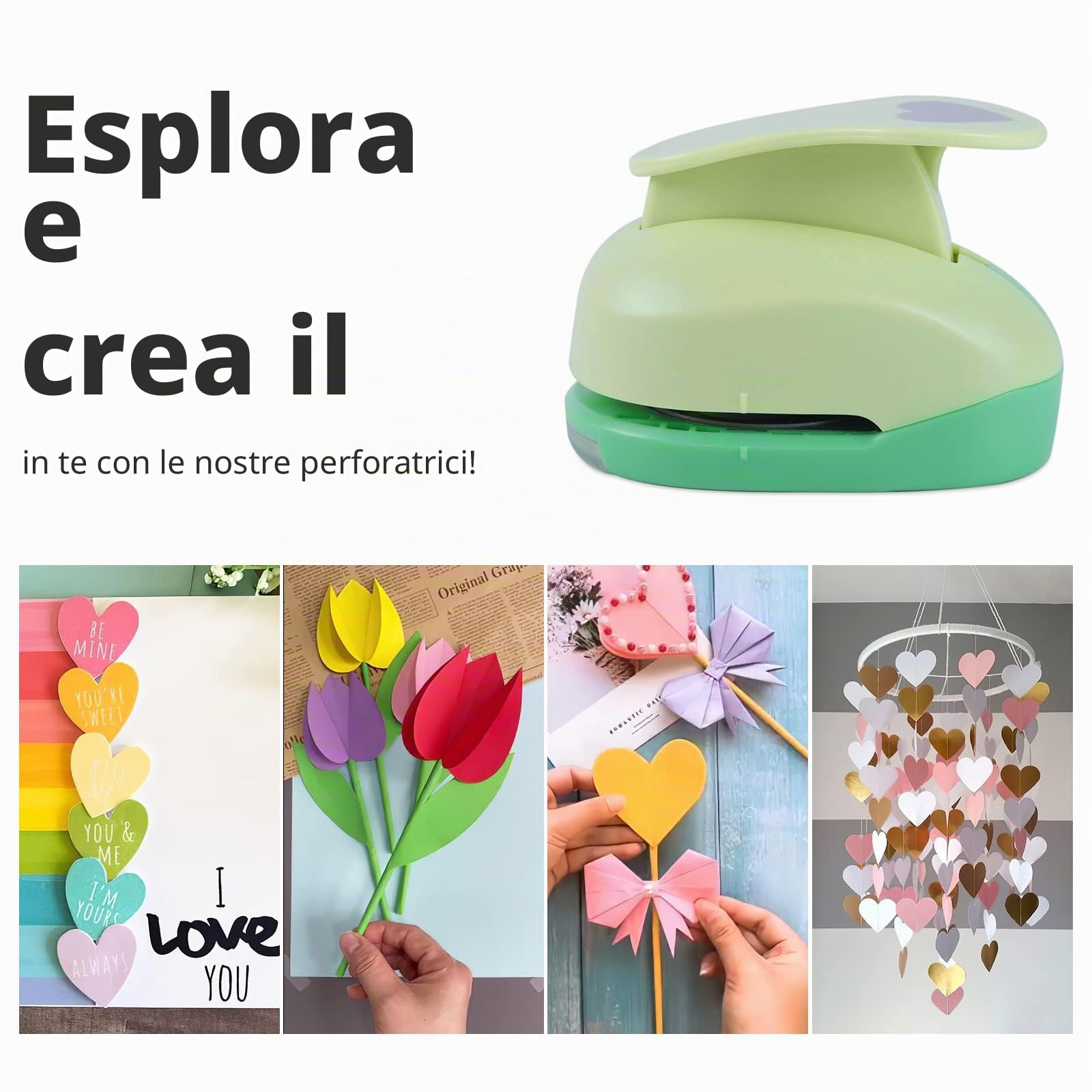 UCEC Perforatrice a Forma di Cuore (5,08 cm) - Punzonatrice per Bambini, Fai da Te, Scrapbooking e Lavori di Bricolage