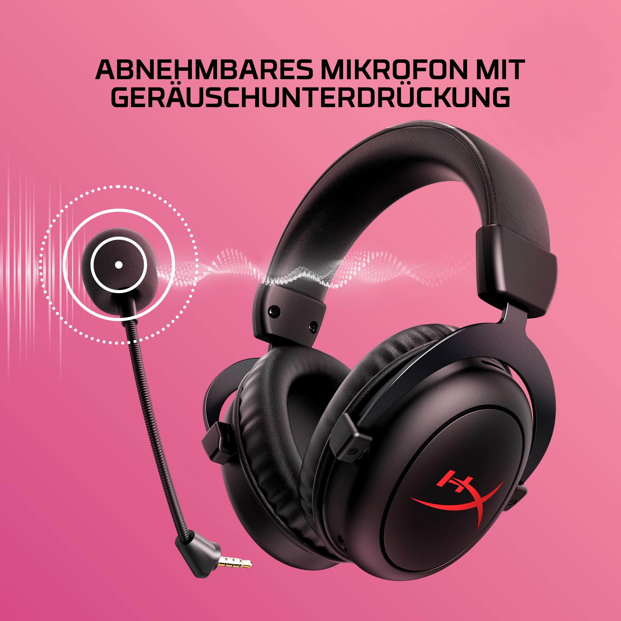 HyperX Cloud II Core Wireless Gaming-Headset, 2,4 GHz, 80 Stunden Akkulaufzeit, DTS Headphone Surround Sound, 53-mm-Treiber, Abnehmbares Mikrofon mit Geräuschunterdrückung, PC-kompatibel, Schwarz