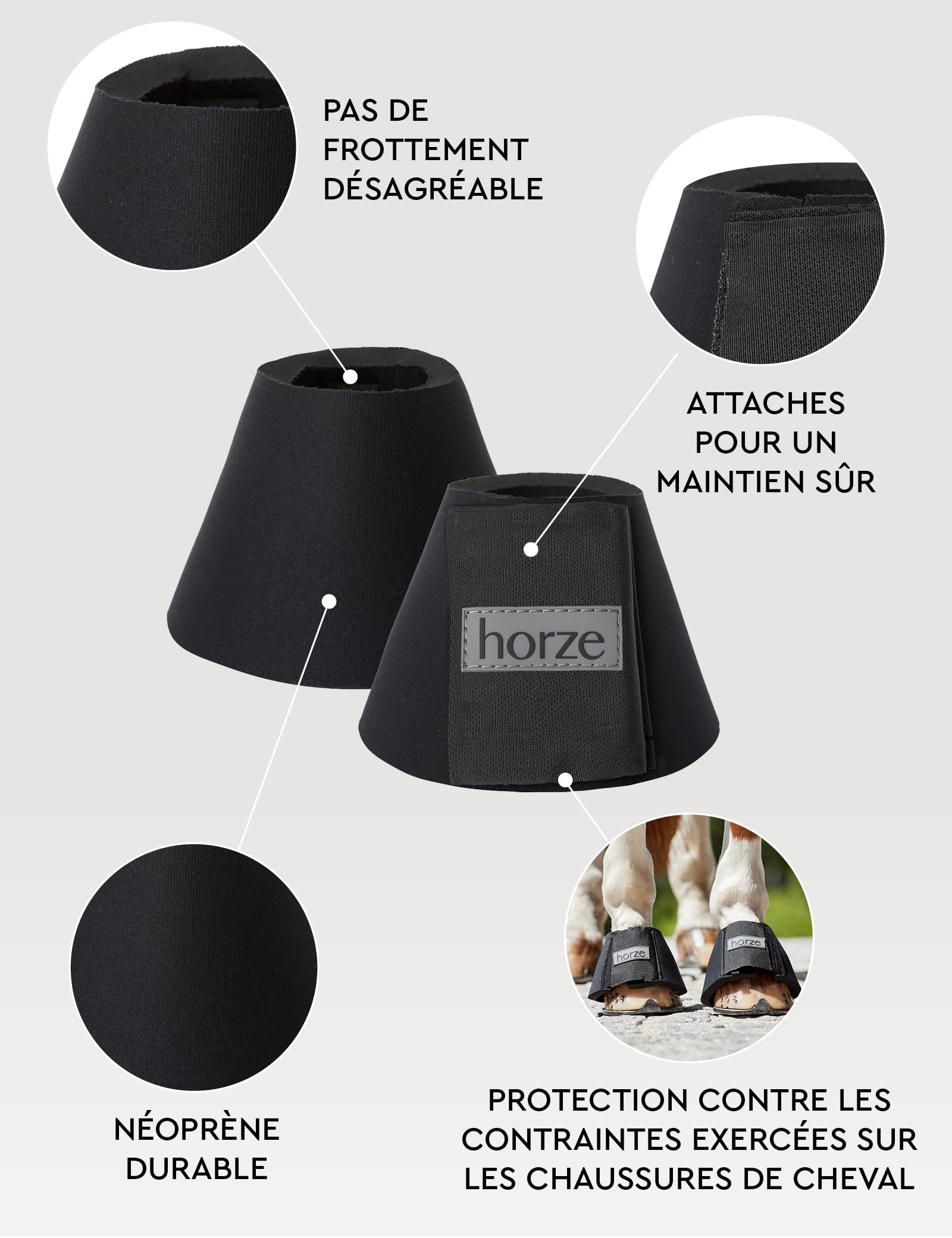 HORZE Cloches pour Chevaux ProBell | Toutes Les Tailles, Noir, XL