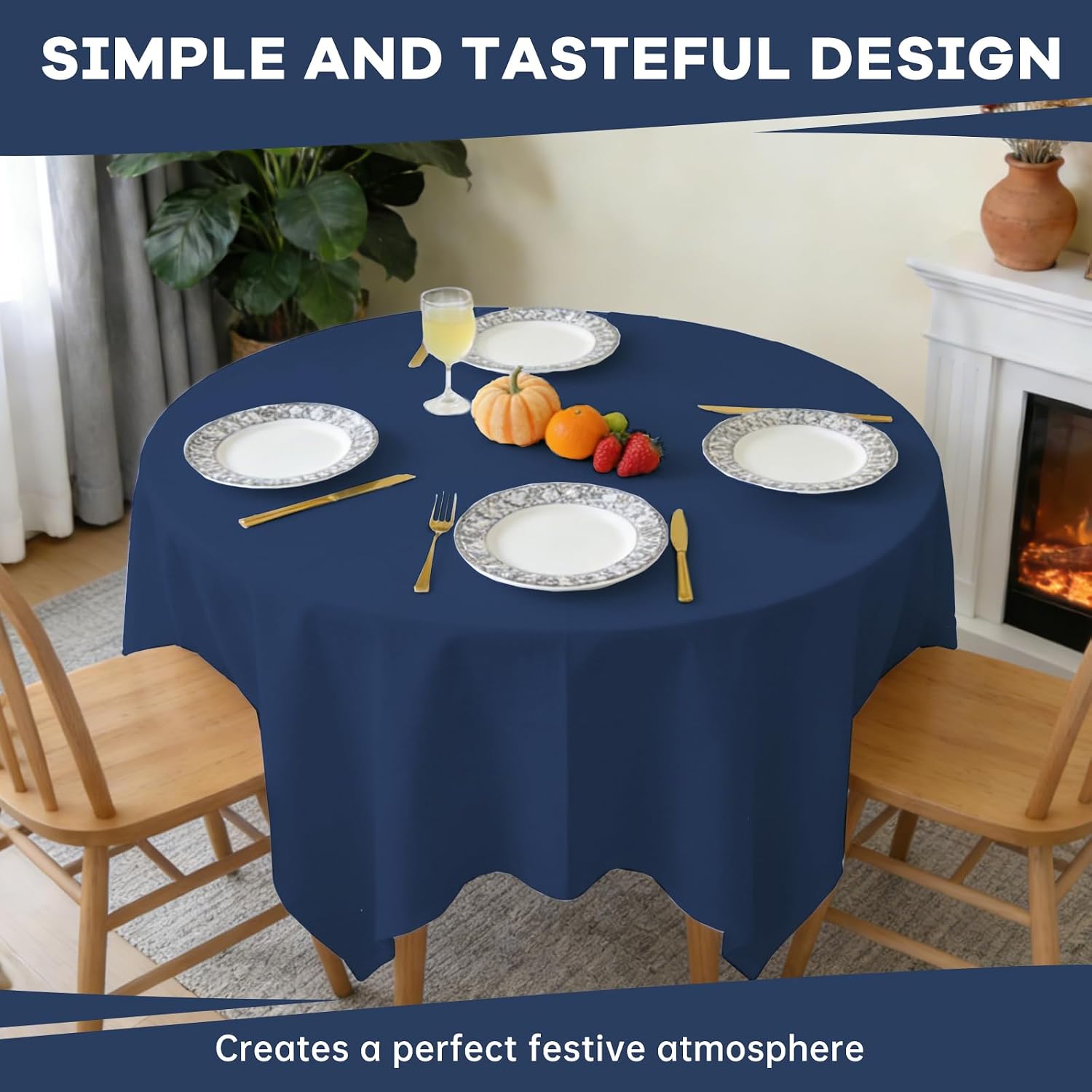 Condition photo showing New/Like New for cxpsinc 96 inch disposable plastic tablecloth navy blue, 10 pack round premium table covers for dining, party, picnic, indoor & outdoor use – waterproof, durable, easy clean (navy blue, round-96) navy blue round-96"
