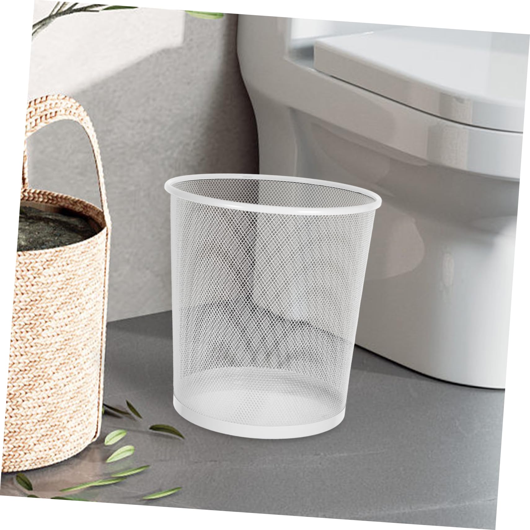 LABRIMP Cestino Gettacarte Rotondo in Ferro a Rete Fine Bianco | Capacità Ampia, Uso Versatile in Ufficio e Soggiorno, Design Semplice ed Elegante