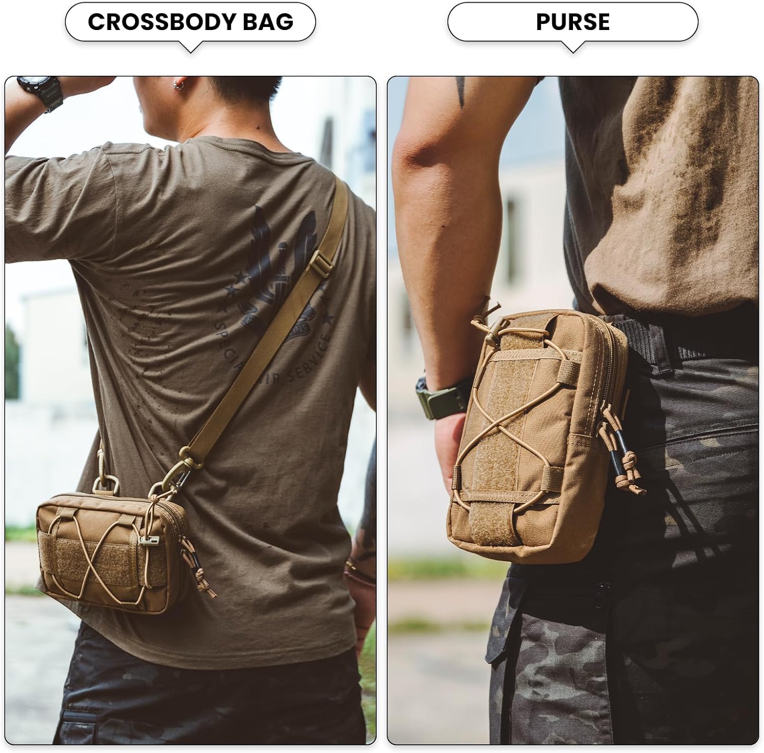 EXCELLENT ELITE SPANKER Tactical Molle Admin Pouch Compact Utility EDC Tool Bag with Shoulder Strap Nylon Belt Waist Bag for Tactical Accessories