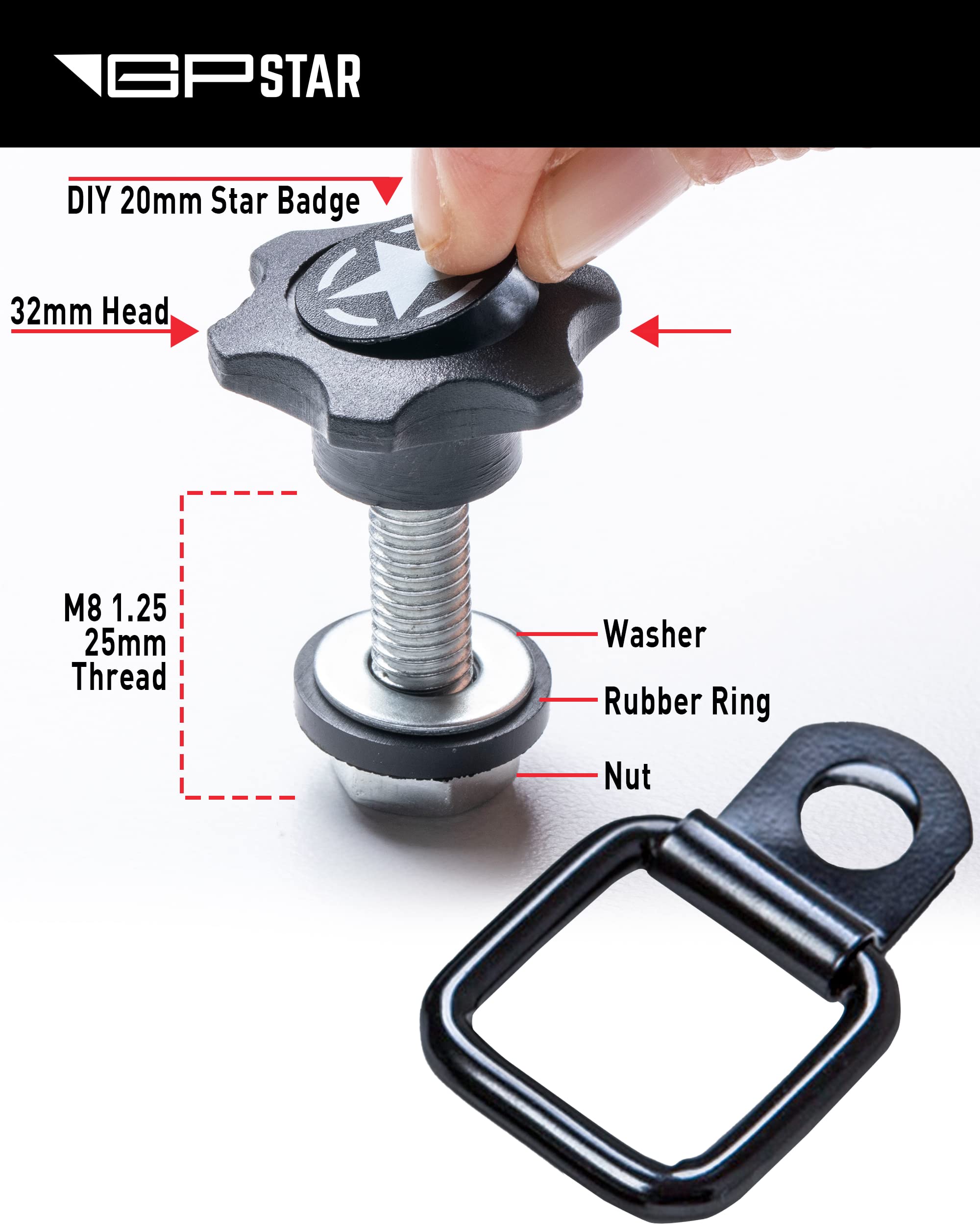 Buy GPCA Tie Down Thumb Screw Bolts and DRings Set Compatible with