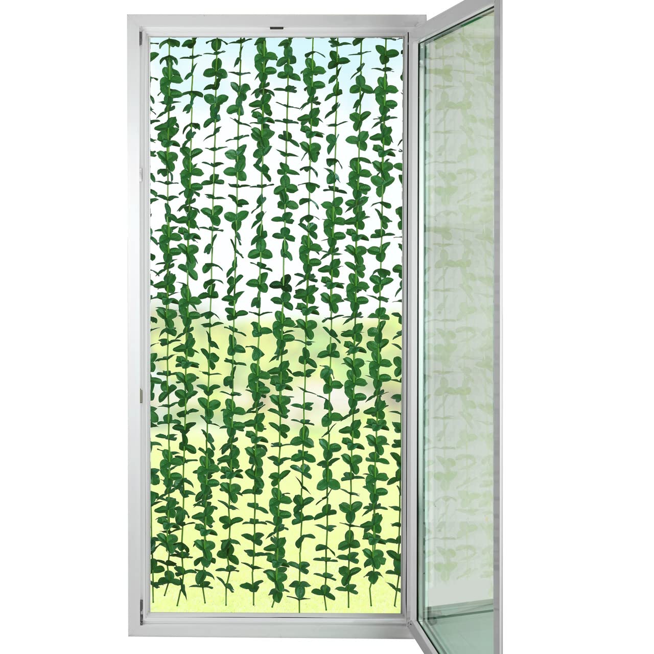 Maximex Rideau de feuilles Liane, rideau de porte/moustiquaire décoratif pour balcon, terrasse & appartement, avec pastilles auto-adhésives pour la fixation, polyester lavable, fait main, 90 x 190 cm