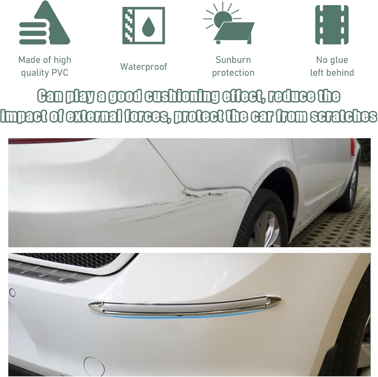 4 PCS Car Bumper Protector Strip, Anti-Scratch Front and Rear Bumper Corner Trim Sticker, Anti-Collision Patch Bumper Guard Strip, Universal Car Accessories for SUV Truck