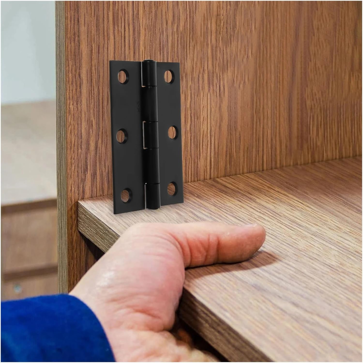 Heavy Duty Residential Hinges Hardwares 2pcs Black Hidden Heavy Duty Door Hinge Smooth Operation for Interior Cabinet