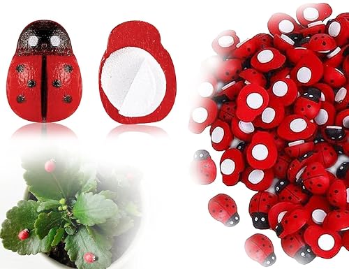 Lot de 100 Mini-Coccinelles, Peluches Porte-Bonheur, Décorations Coccinelles Autocollantes, pour