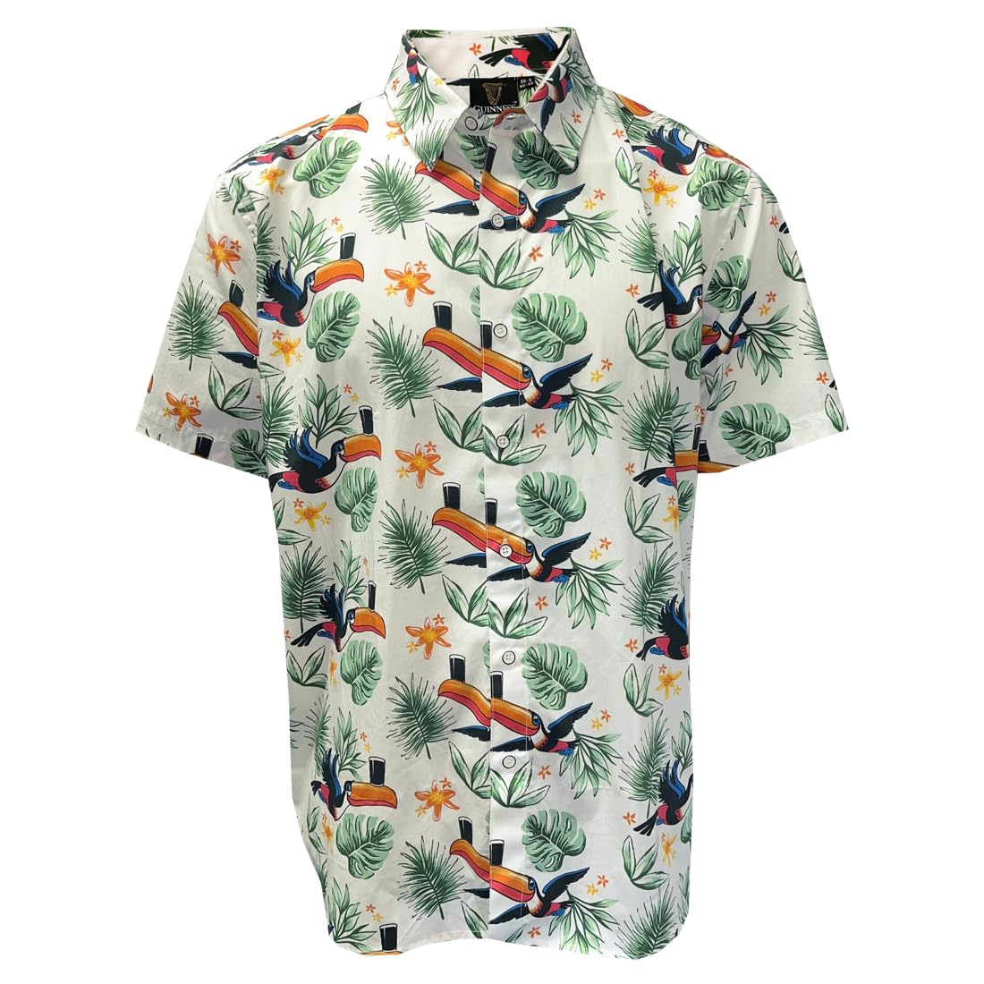 Guinness White Toucan Hawaiian Half Sleeved Shirt (XL)
