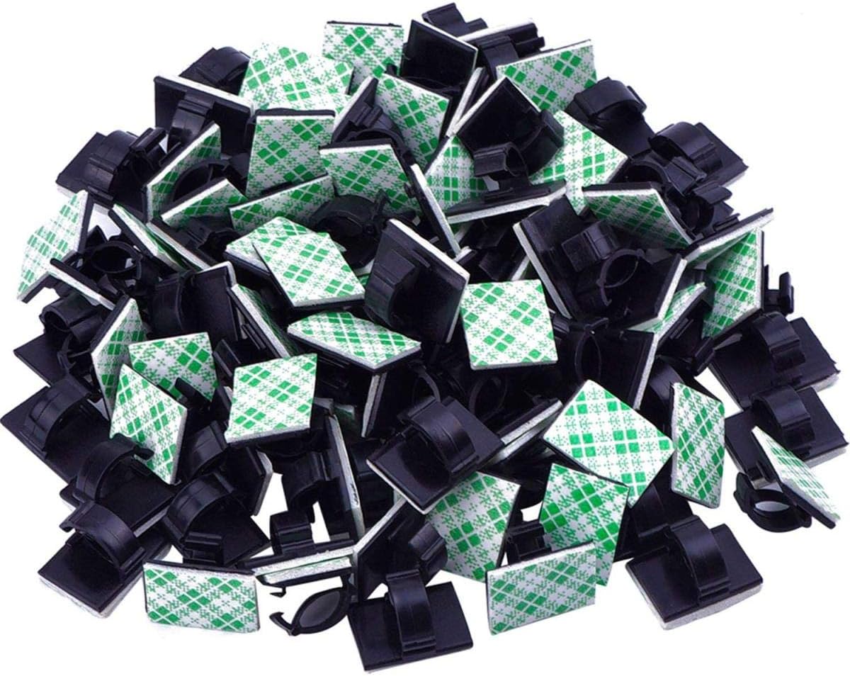 RayTour Adhesive Cable Clips with Optional Screw Mount for Cord Management, Black -50 Pieces