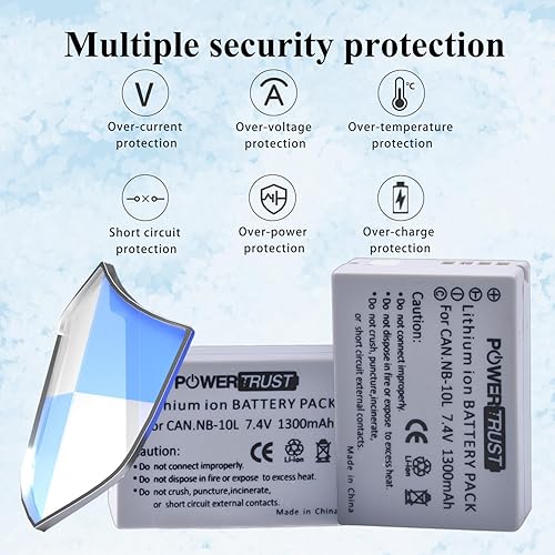 Miniatura 4 de Paquete de 2 baterías de cámara NB-10L y cargador USB LCD para Canon G1X G15 G16 SX40HS SX50HS SX60HS SX40 SX50 HS