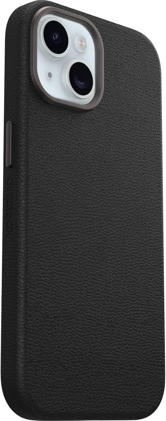 OtterBox Symmetry Serisi Kaktüs Deri MagSafe iPhone 15 için Kılıf, Darbeye Dayanıklı, Düşmeye Dayanıklı, İnce Koruyucu Kılıf, Askeri Standartlara Göre 3 x Daha Fazla Düşme, Siyah